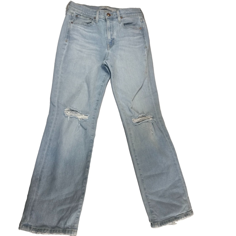 AYR Jeans Women's 29S Light Wash Distressed High Rise Straight Leg